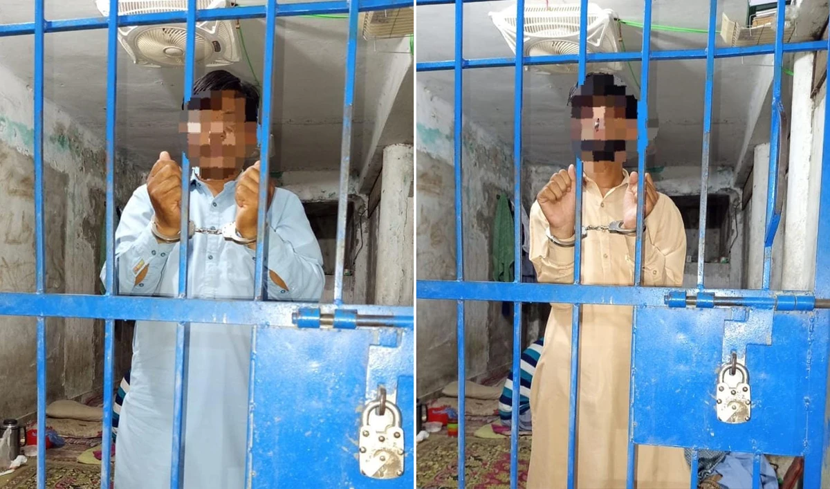 This handout image released by Pakistan’s Federal Investigation Agency (FIA) shows suspects arrested by the FIA Gujranwala Zone on charges of human trafficking and visa fraud. (FIA/File Photo)