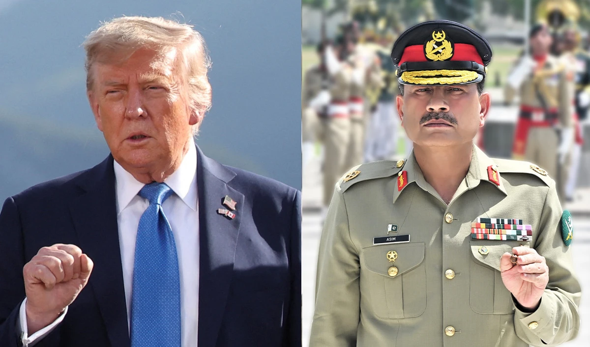The collage of images created on June 18, 2025, shows US President Donald Trump (left) and Pakistan's Field Marshal General Syed Asim Munir. (AFP/ISPR/File)