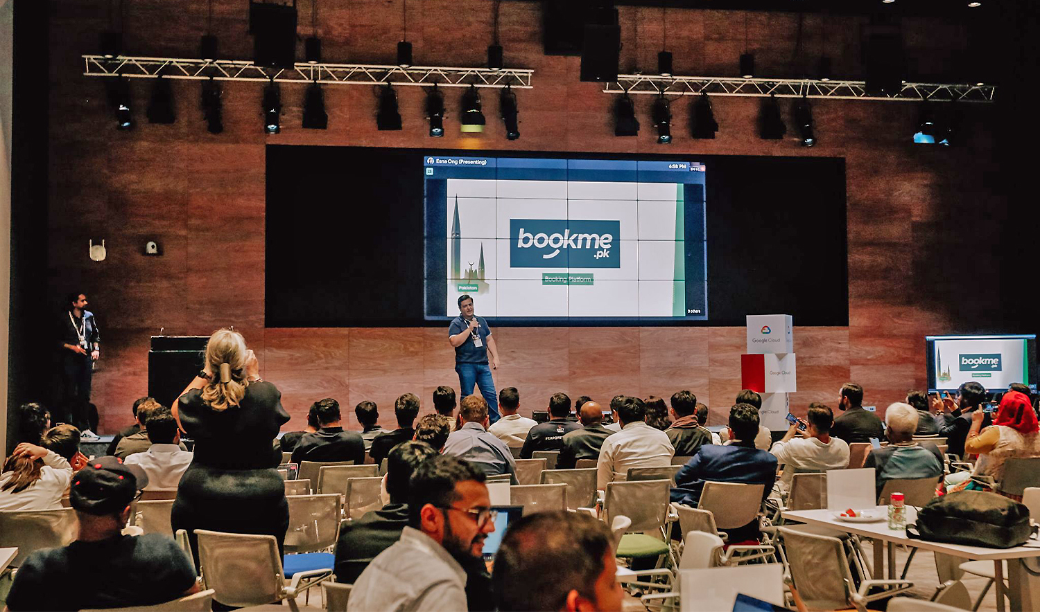 Bookeme CEO and Founder, Faizan Aslam, is speaking at the Google SouthXChange Program at Google's headquarters in Singapore in 2024. (Faizan Aslam)