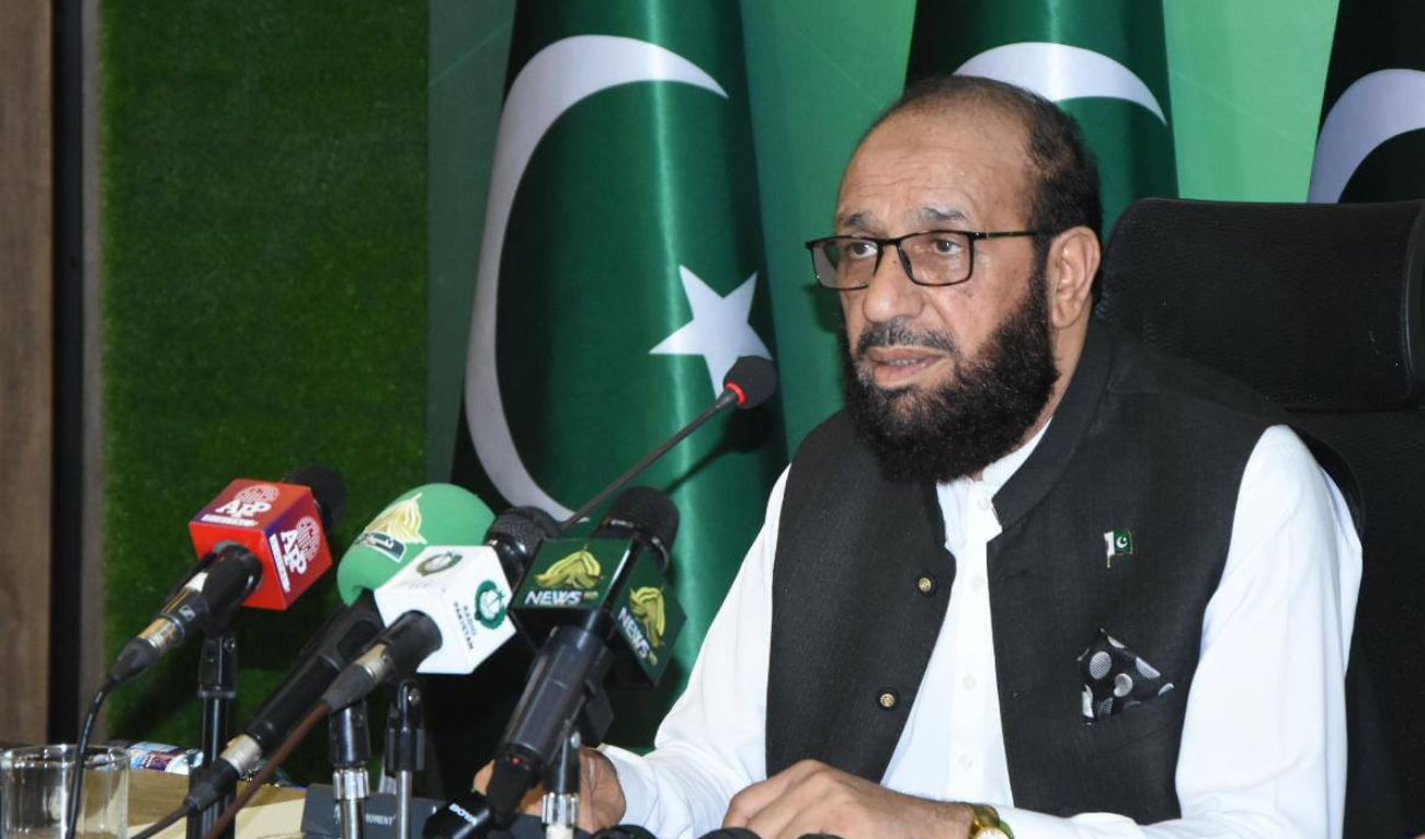 Pakistan Minister for Religious Affairs, Sardar Muhammad Yousaf, speaks during a press conference in Islamabad on May 23, 2025. (Minister for Religious Affairs/ file)