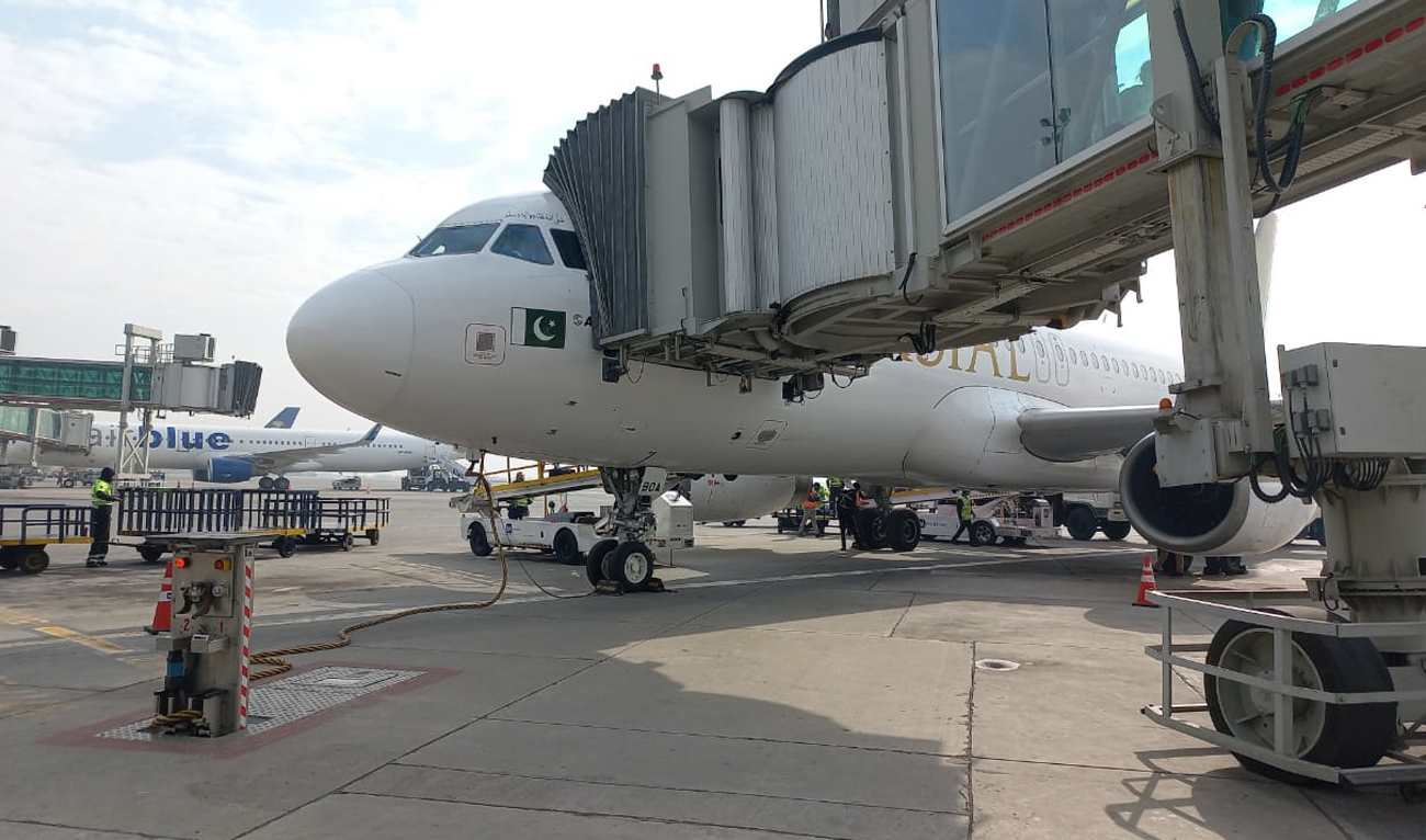 This file photo, released on January 1, 2025, shows Pakistani aircraft park at the Islamabad International Airport in Islamabad. (Photo courtesy: CAA/File)