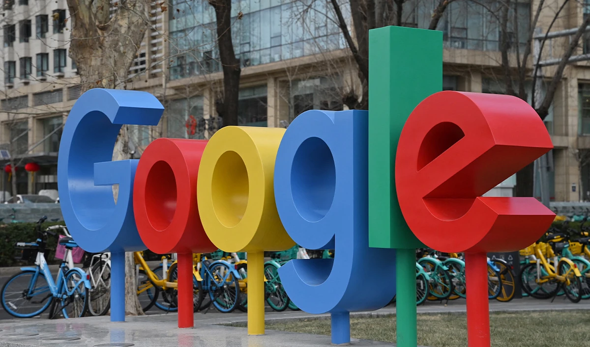 The Google logo is seen outside a building (not in photo) housing Google offices in Beijing on February 4, 2025. (AFP/File)