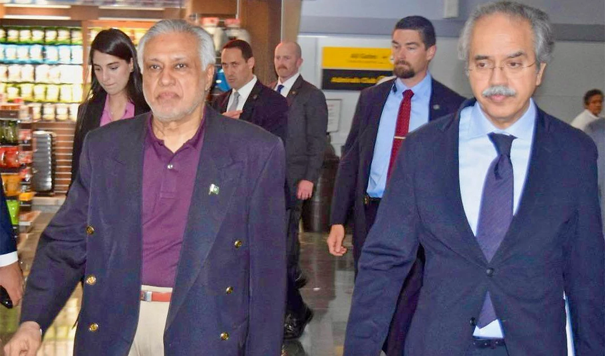 Pakistan’s Deputy Prime Minister Ishaq Dar (left) arrives in New York, US, on July 21, 2025. (Pakistan's Foreign Office)