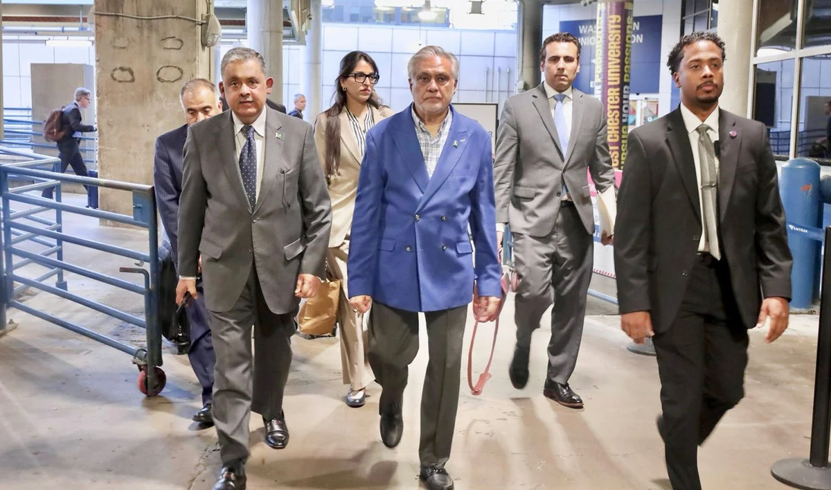 Pakistan's Deputy Prime Minister and Foreign Minister, Ishaq Dar (center) arrives in Washington DC, US, on July 25, 2025. (Government of Pakistan)