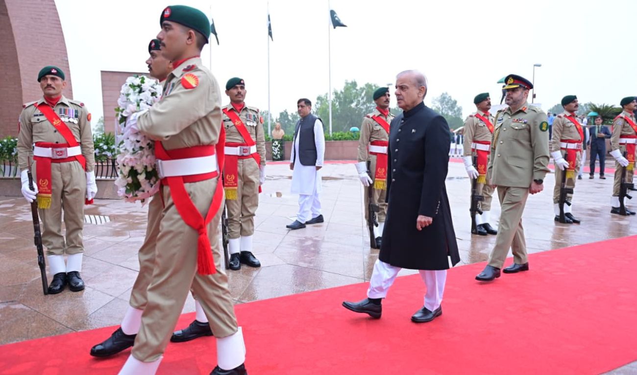 Prime Minister Shehbaz Sharif attends flag hoisting ceremony at Pakistan Monument, Islamabad on August 14, 2025. (GoP)