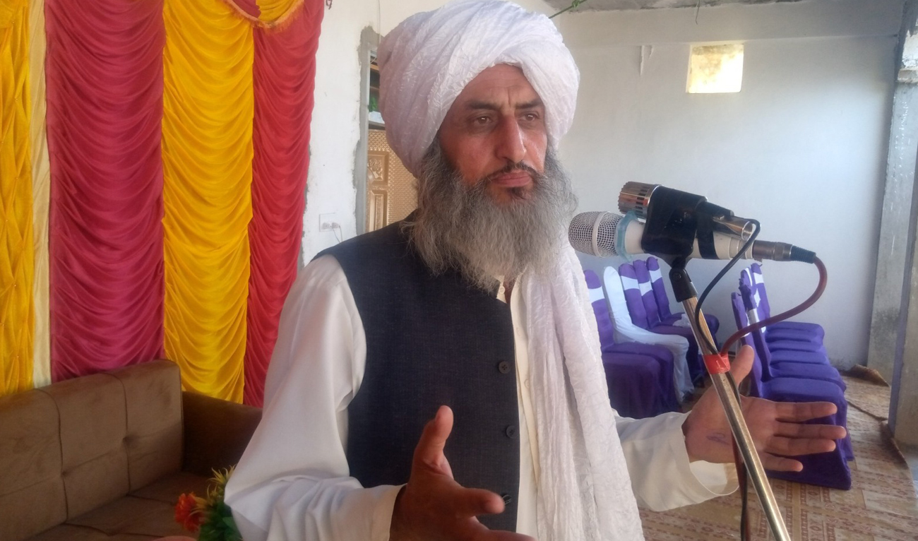 This file photo, released by Pakistan’s Jamiat Ulema-e-Islam-Fazl (JUI-F) party on August 16, 2025, shows prominent party leader Mufti Kifayatullah addressing a rally in Khyber Pakhtunkhwa province. (Handout/JUI)