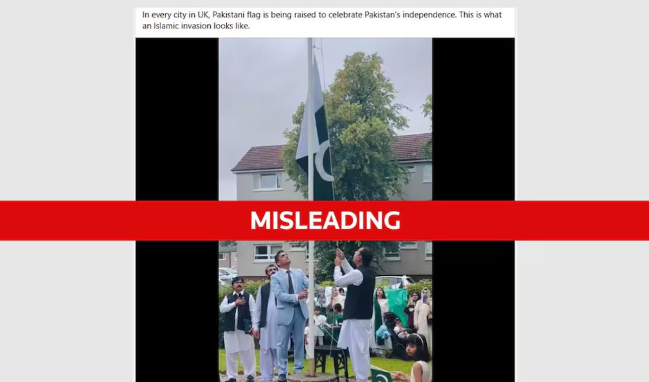 The photo shows a social media post about a video of a flag raising ceremony on August 14 to mark Pakistan’s independence from British rule, opens new tab in 1947. (Reuters)