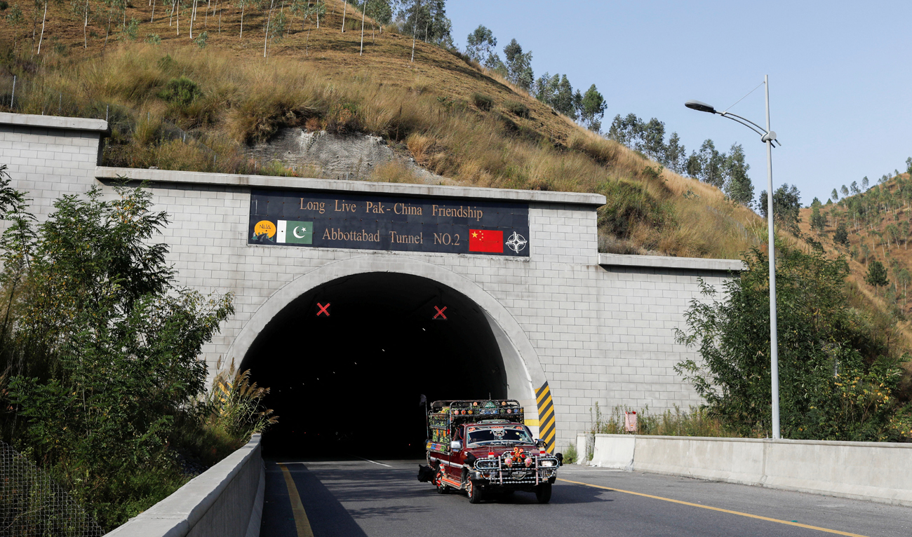 A vehicle passes the Abbottabad Tunnel No 2, which is part of China Pakistan Economic Corridor (CPEC) along Hazara Motorway in Abbottabad, Khyber Pakhtunkhwa province, Pakistan on October 15, 2023. (REUTERS/File)