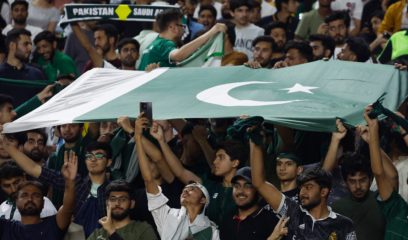 Pakistani fans in the stands during the football World Cup AFC Qualifiers between Pakistan and Saudi Arabia at the Jinnah Football Stadium in Islamabad, Pakistan on June 6, 2024. (REUTERS/File)
