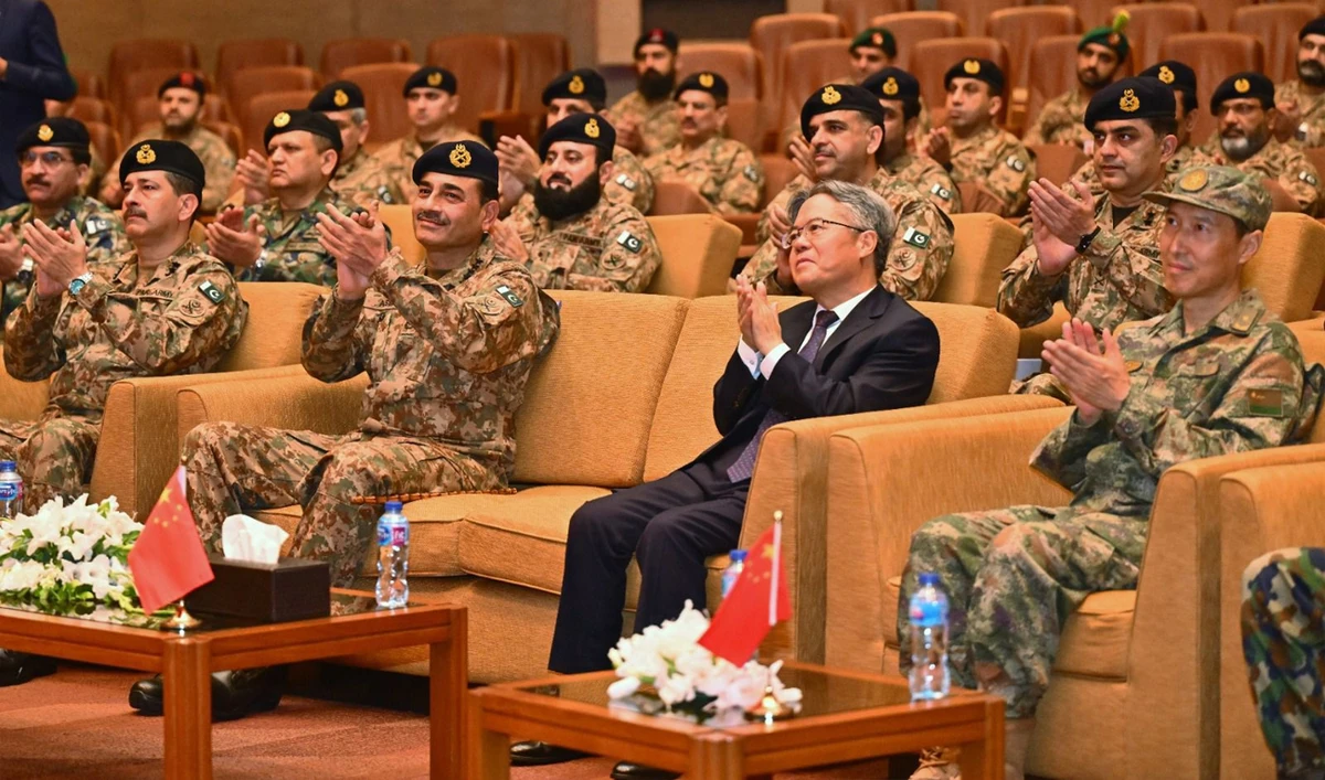 Chief of Army Staff Field Marshal, Asim Munir (front second left), and Chinese Ambassador to Pakistan, Jiang Zaidong (front second right), attend an event related to the 98th founding anniversary of China’s People’s Liberation Army (PLA) at Pakistan’s military headquarters in Rawalpindi on August 1, 2025. (ISPR)