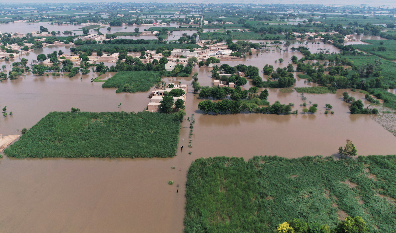 Rescue workers evacuate villagers from a flood hit area, in Tiba Gheal village, in Jhang district, Pakistan on September 2, 2025. (AP)
