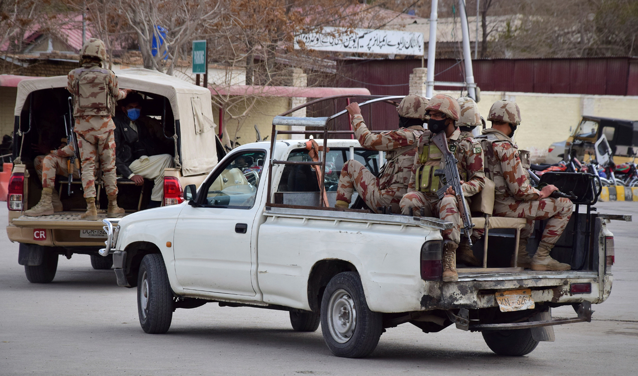 Pakistani soldiers arrive at the railway station to assist victims and survivors rescued by security forces from a train attacked by insurgents in Quetta, Pakistan, on March 12, 2025. (AP/File)