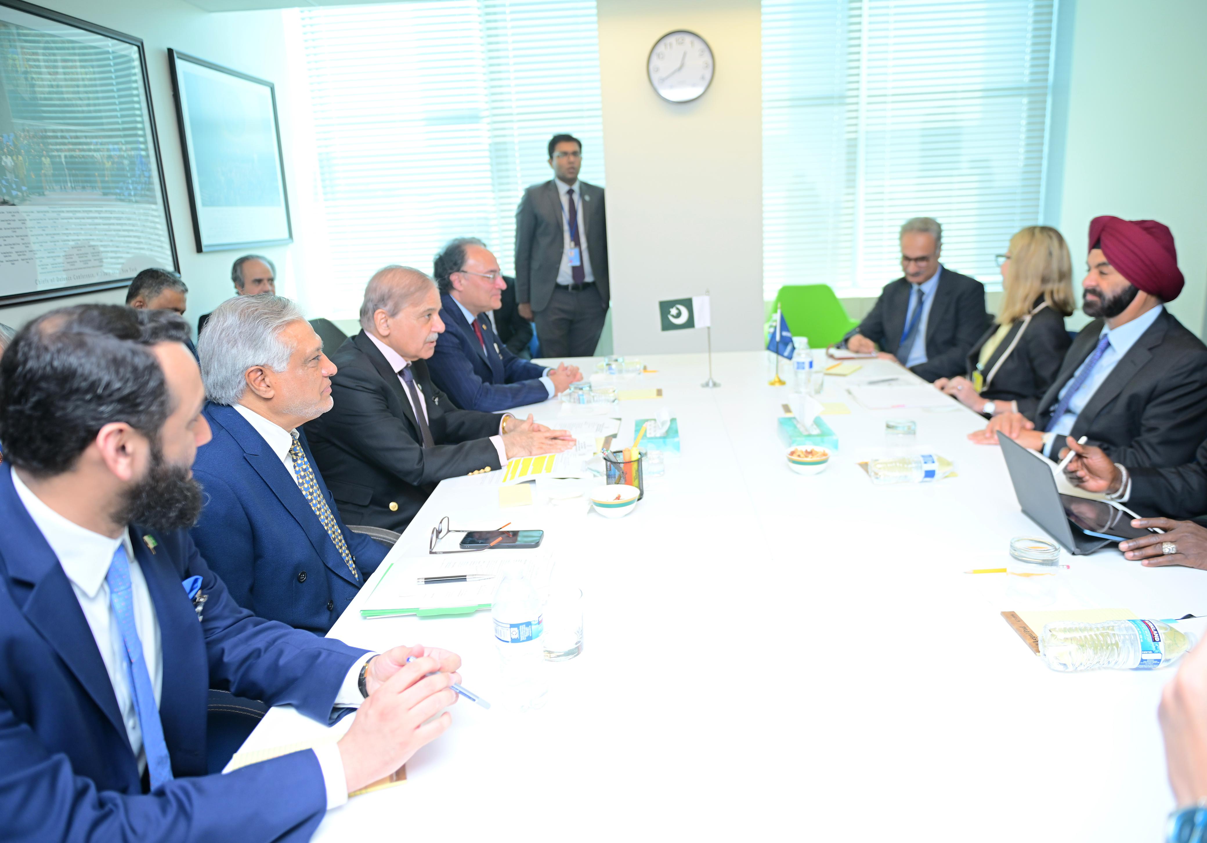 Pakistan Prime Minister Shehbaz Sharif meets President World Bank Ajay Banga on the sidelines of 80th Session of the United Nations General Assembly in New York on September 24, 2025. (Handout/PMO)