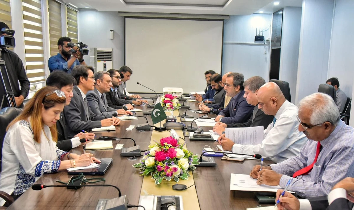Pakistan Power Minister Sardar Awais Ahmad Khan Leghari gestures during a meeting with the delegation from Asian Development Bank in Islamabad on September 4, 2025. (Handout/Power Ministry)