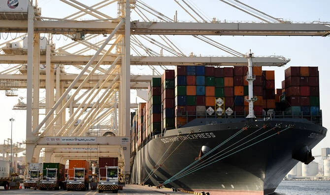 A container ship is docked at the port of Jebel Ali, operated by the Dubai-based giant ports operator DP World, in the southern outskirts of the Gulf emirate of Dubai, on June 18, 2020. (AFP/File)