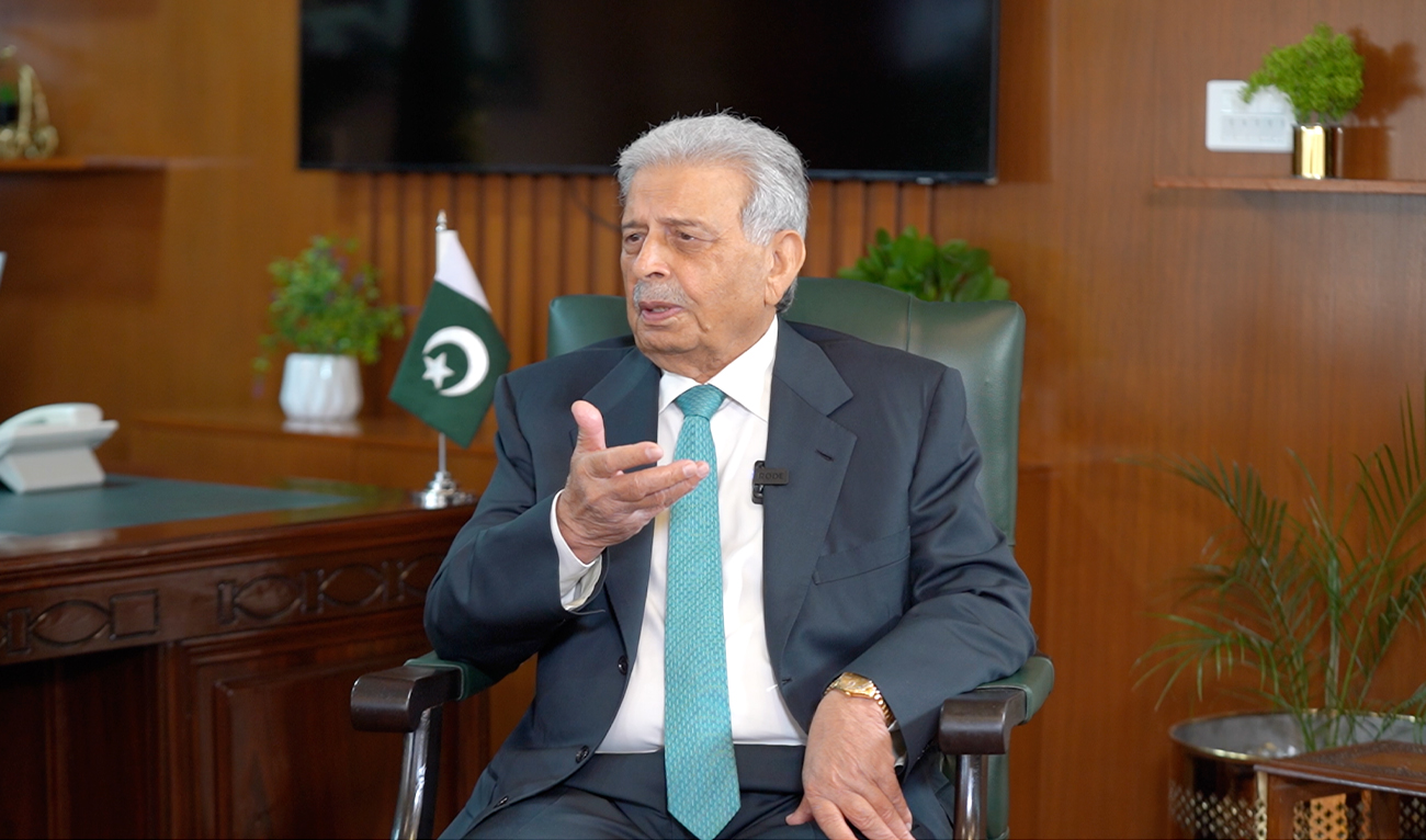 Pakistan’s Federal Minister for National Food Security Rana Tanveer Hussain speaks during an interview with Arab News in Islamabad on October 2, 2025. (AN)