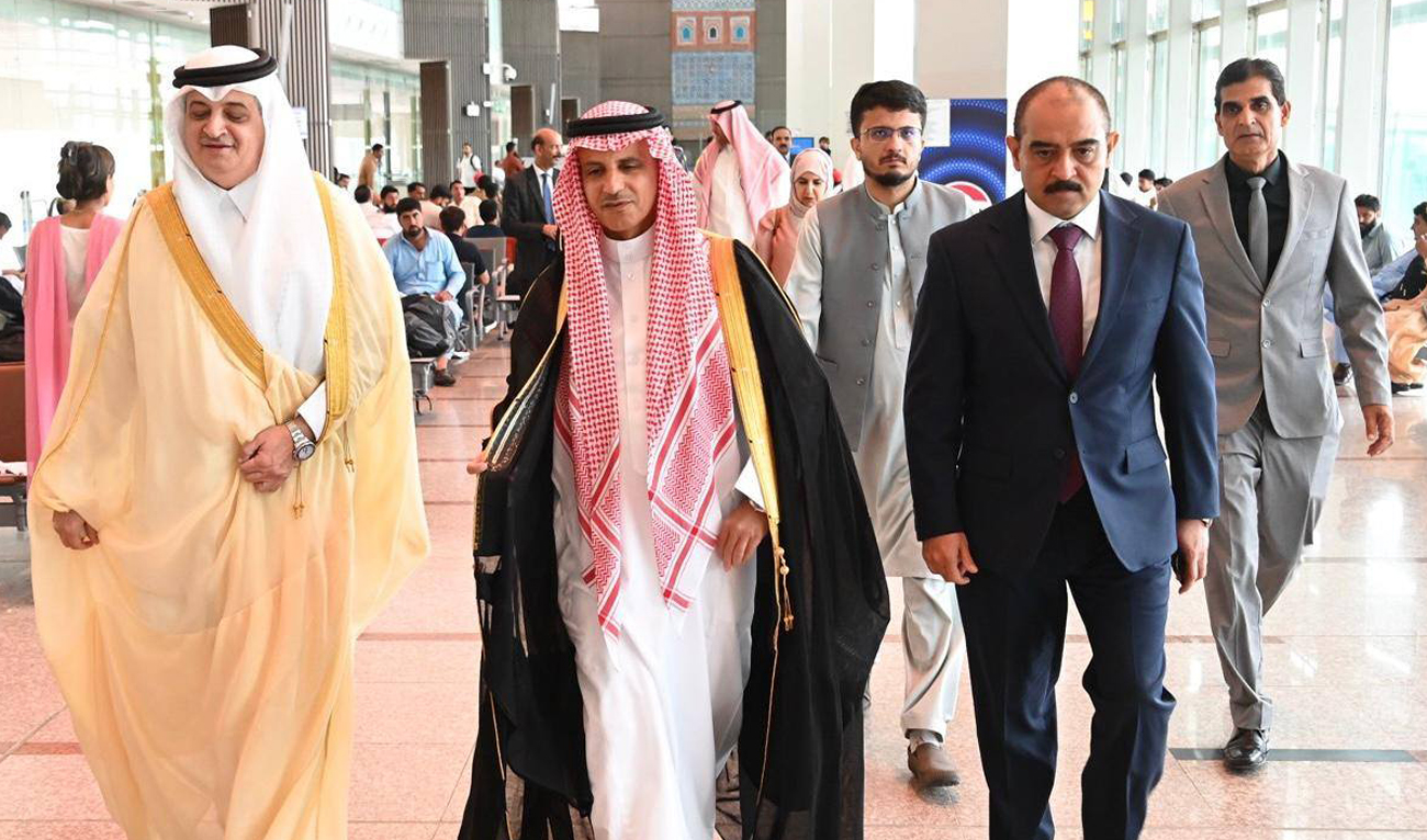 In this file photo, released on June 22, 2025, shows a delegation from the Saudi Shoura Council and the Saudi-Pak Parliamentary Friendship Committee arriving at the Islamabad International Airport in Islamabad. (Handout/National Assembly of Pakistan/File)