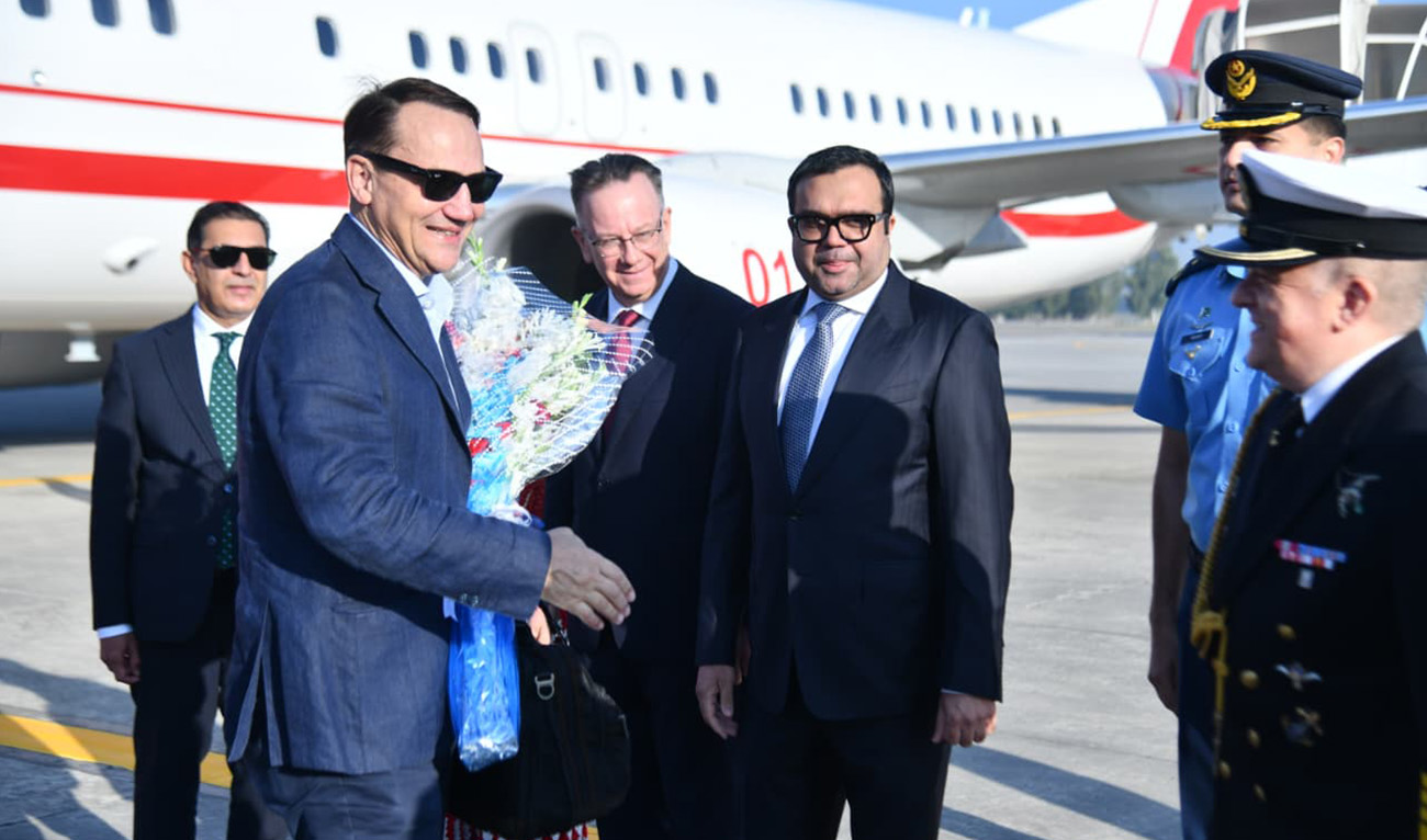 Polish Deputy Prime Minister Radoslaw Sikorski arrived in Pakistan on October 23, 2025. (Foreign Office)