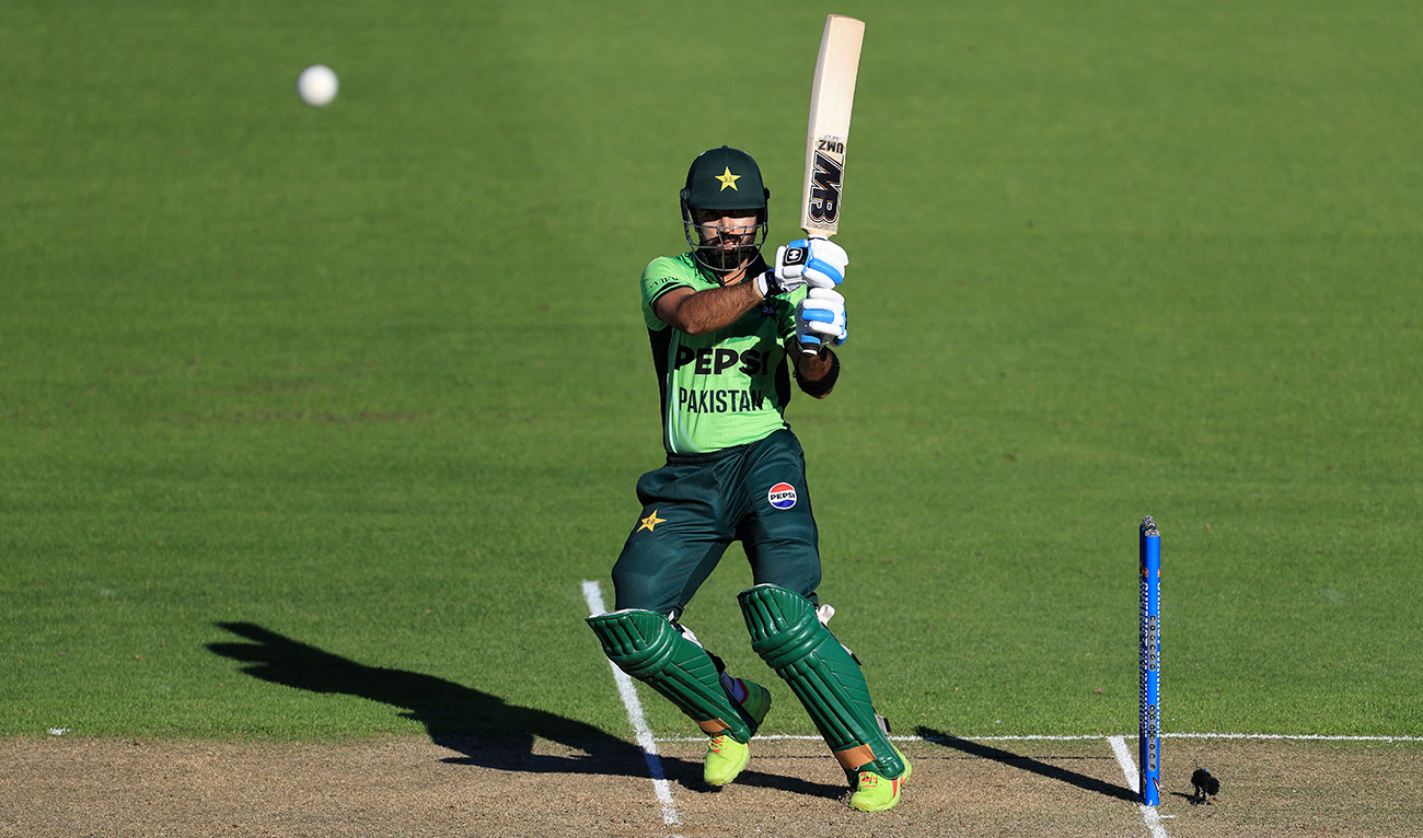 Pakistan's Babar Azam plays a shot during the 1st ODI cricket match between New Zealand and Pakistan at McLean Park in Napier on March 29, 2025. (AFP/ file)