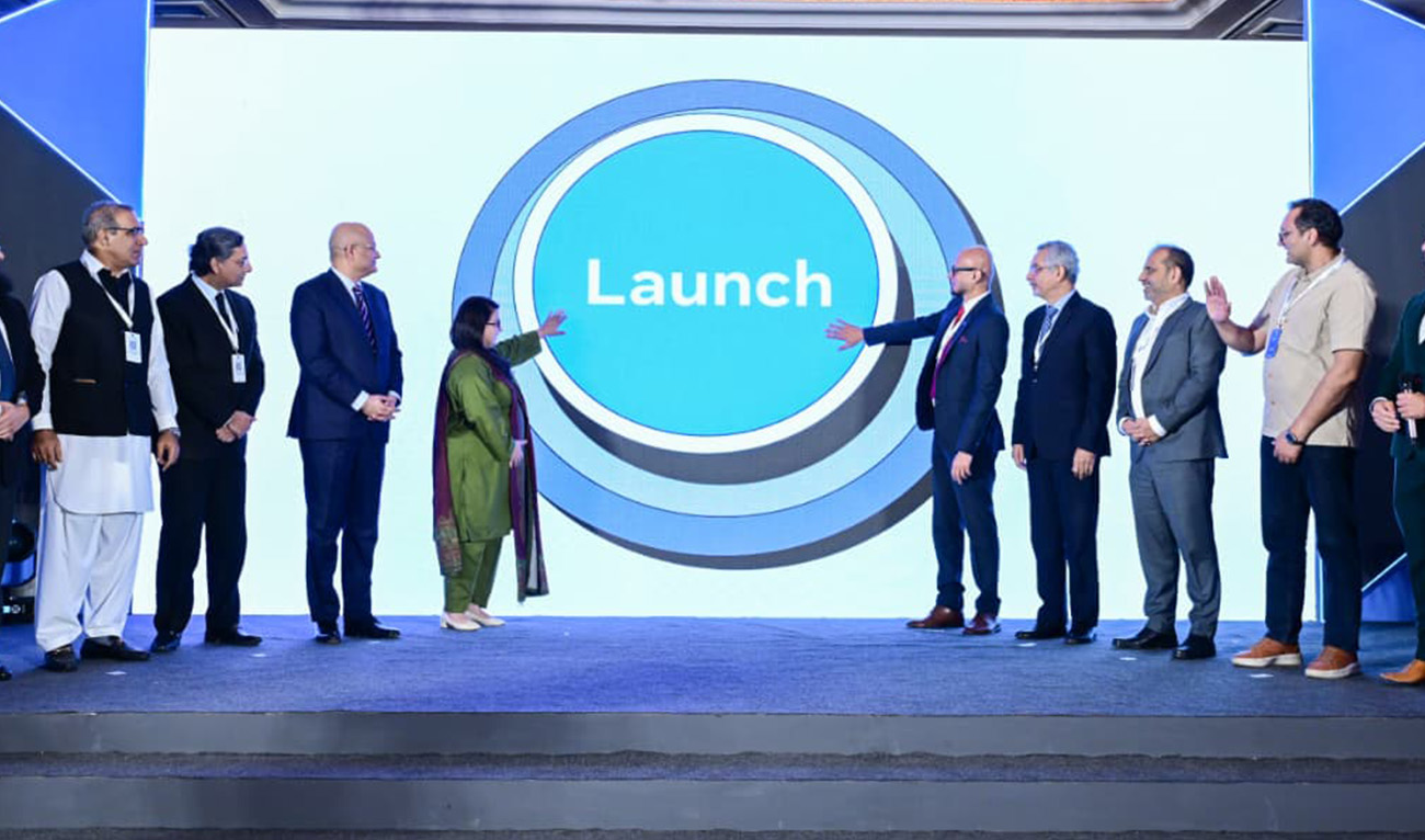 Pakistan Minister for Information Technology and Telecommunication and META officials at the launch of ‘ALIF,’ an artificial intelligence (AI) model, that allows users to communicate with it in Urdu, in Islamabad, Pakistan on October 27, 2025. (IT Ministry)