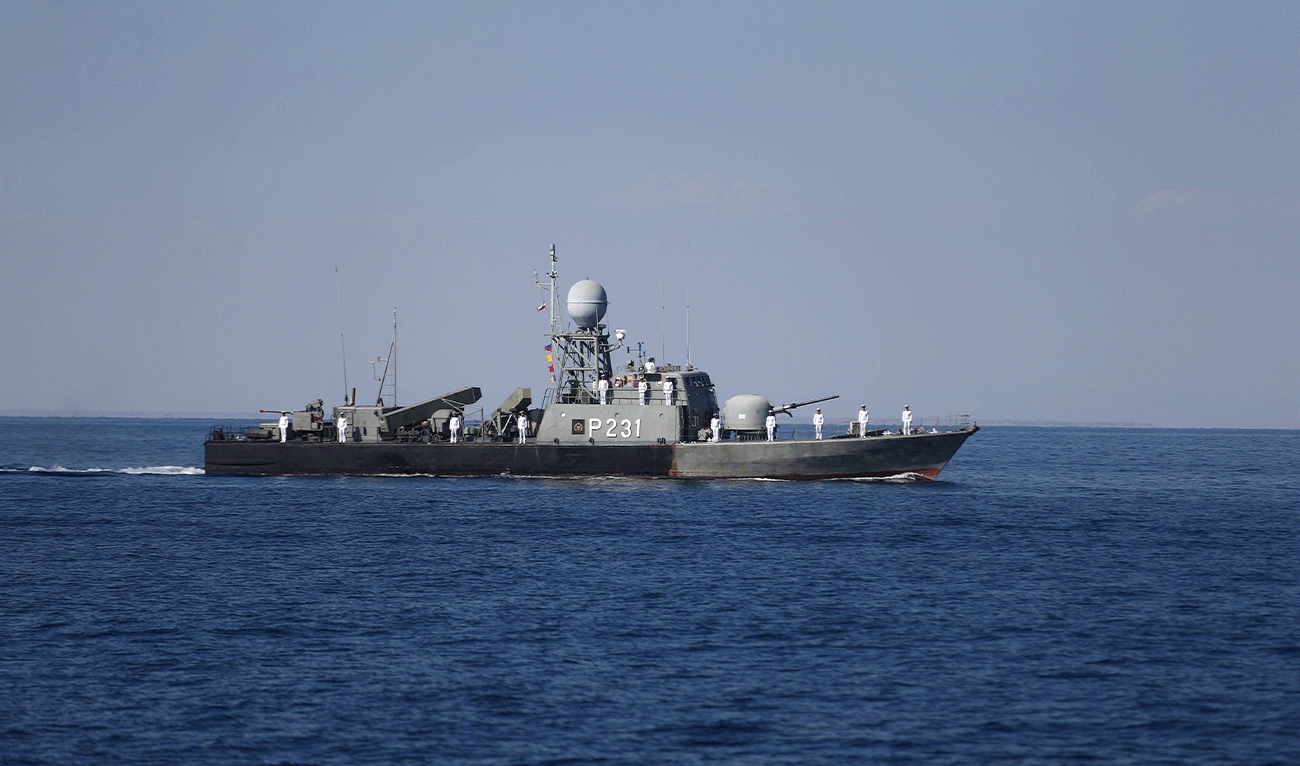 Warships sail in the Sea of Oman during the third day of joint Iran, Russia and China naval war games in Chabahar port, at the Sea of Oman, Iran, December 29, 2019. (Reuters/File)