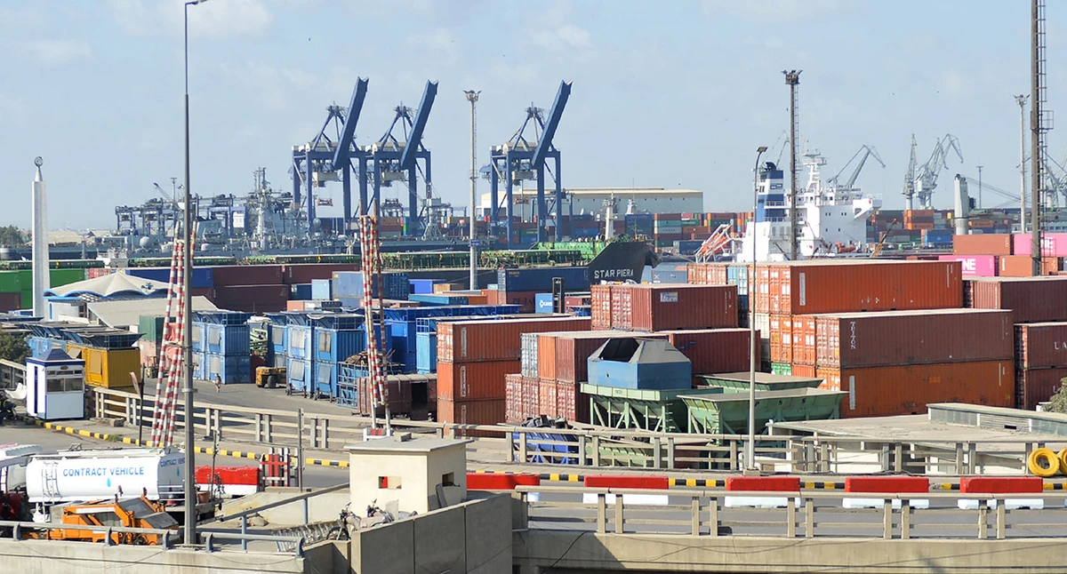 This picture taken on January 11, 2023, shows a general view of the Karachi sea port. (AFP/ file)
