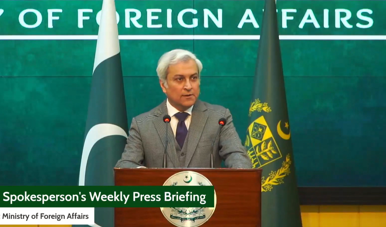 Screengrab showing Pakistan’s Foreign Office Spokesperson Tahir Andrabi speaks during a weekly press briefing in Islamabad, Pakistan, on November 14, 2025. (Screengrab/Foreign Office/File)