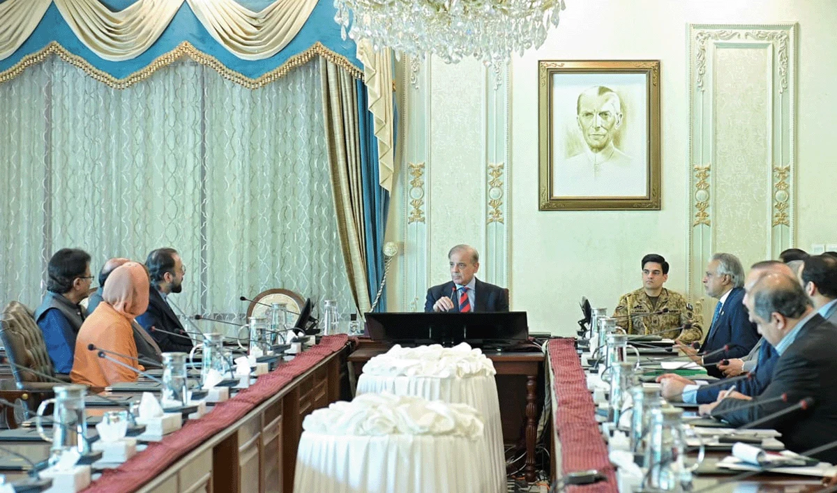 A delegation from the Ministry of Overseas Pakistanis in conversation with Pakistan's Prime Minister Shehbaz Sharif (center) at the Prime Minister's office in Islamabad on November 6, 2025. (Government of Pakistan)