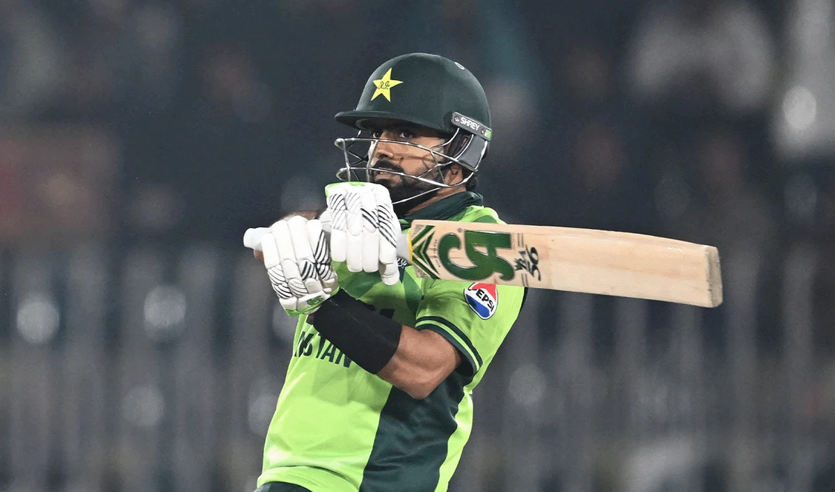Pakistan's Babar Azam plays a shot during the second one-day international (ODI) cricket match between Pakistan and Sri Lanka at the Rawalpindi Cricket Stadium in Rawalpindi on November 14, 2025. (AFP/File)