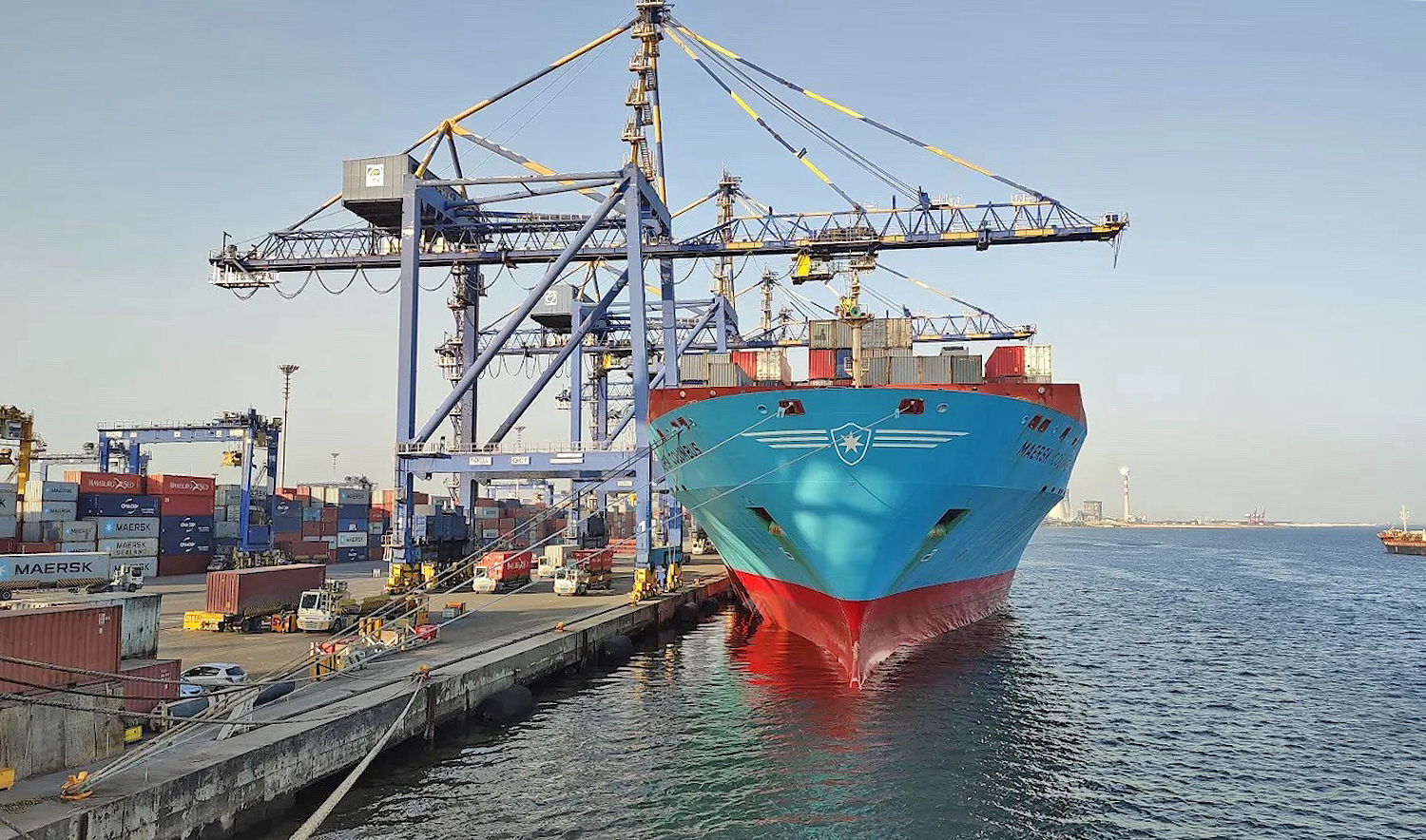 The picture shared in December 2023 shows a ship docked at Port Qasim in Karachi, Pakistan. (TB Masedi/Google Images)