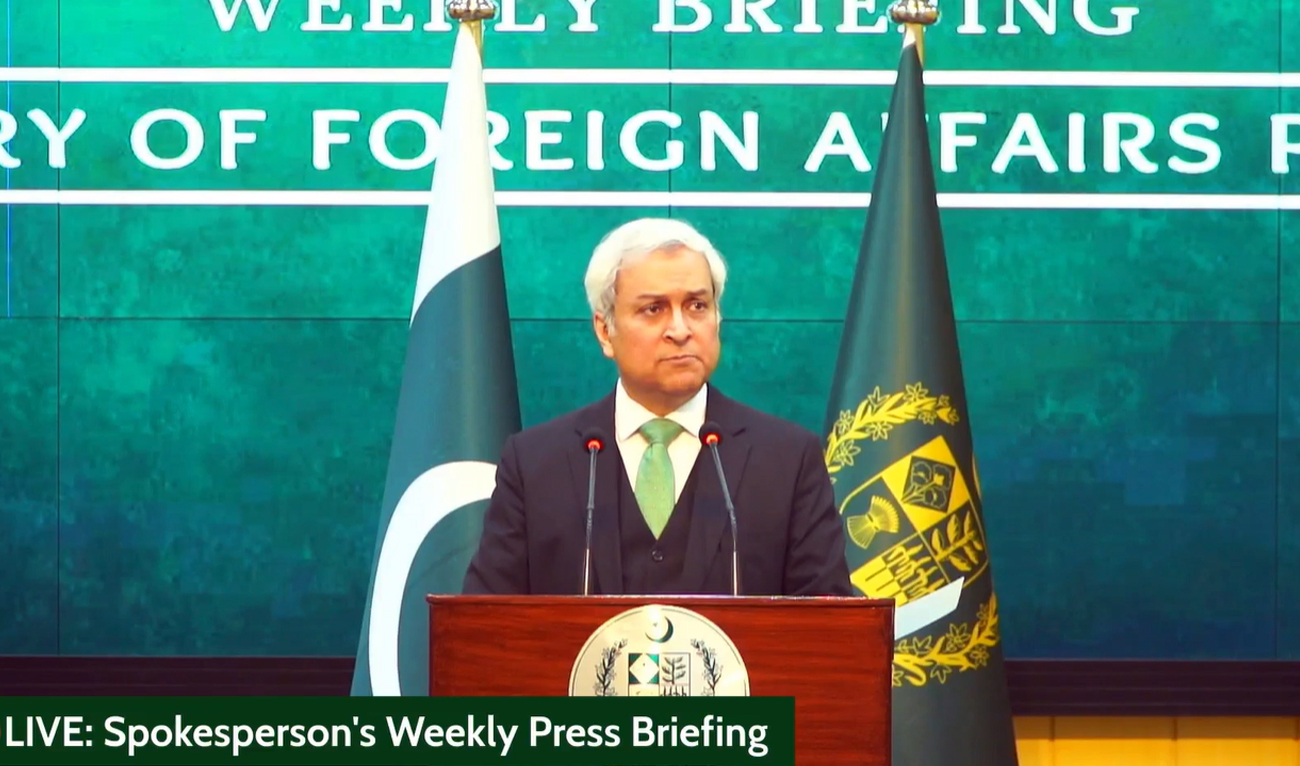 Pakistan’s Foreign Office spokesman Tahir Andrabi speaks during a weekly press briefing in Islamabad, Pakistan, on December 18, 2025. (Screengrab/Facebook/@foreignofficepk)