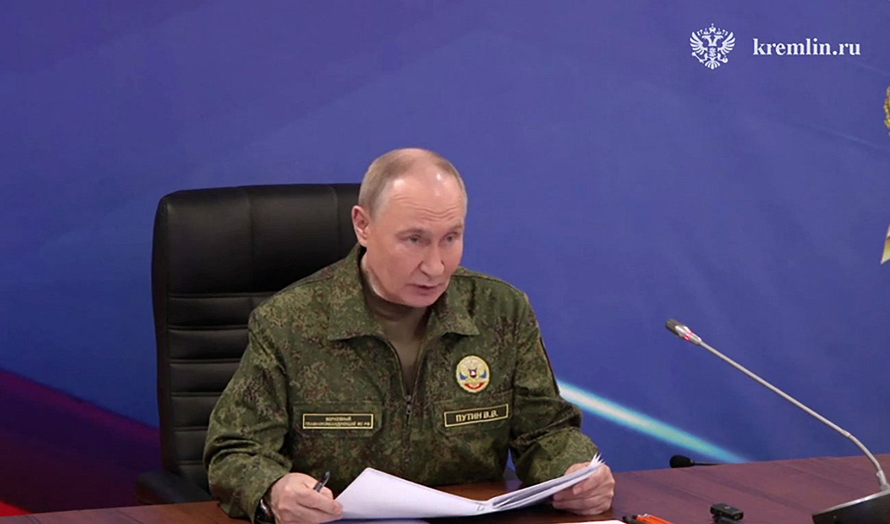 In this screengrab taken from a handout footage posted of the official Telegram account of the Russian presidential press office (@news_kremlin) on December 27, 2025, Russia's President Vladimir Putin visits a command post for the joint force grouping, amid the ongoing Russian-Ukrainian conflict. (AFP/File)