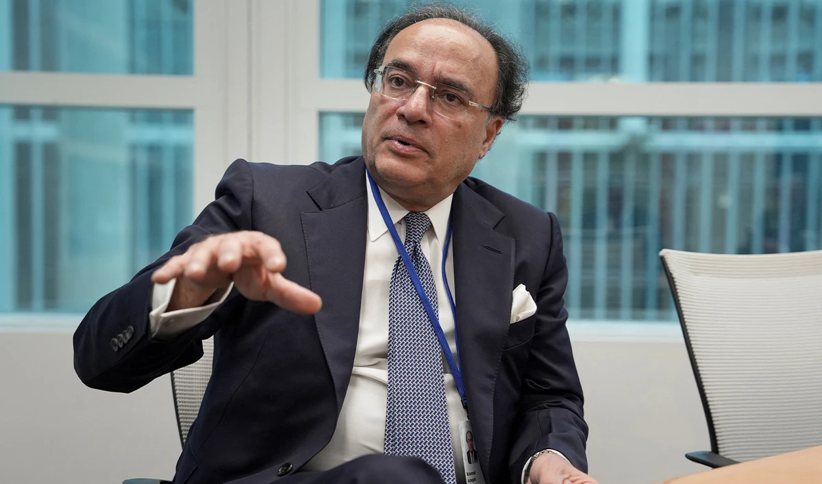 Pakistan Finance Minister Muhammad Aurangzeb speaks during a Reuters interview at the 2025 annual IMF/World Bank Spring Meetings in Washington, DC, US, on April 25, 2025. (REUTERS/File)