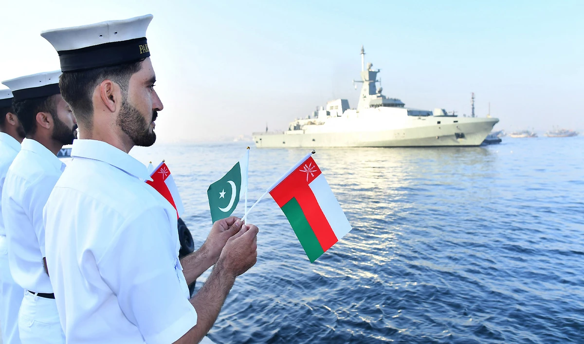 Royal Navy of Oman arrives for Pakistan-Oman exercise at Karachi port in Karachi on December 6, 2025. (Pakistan Navy)