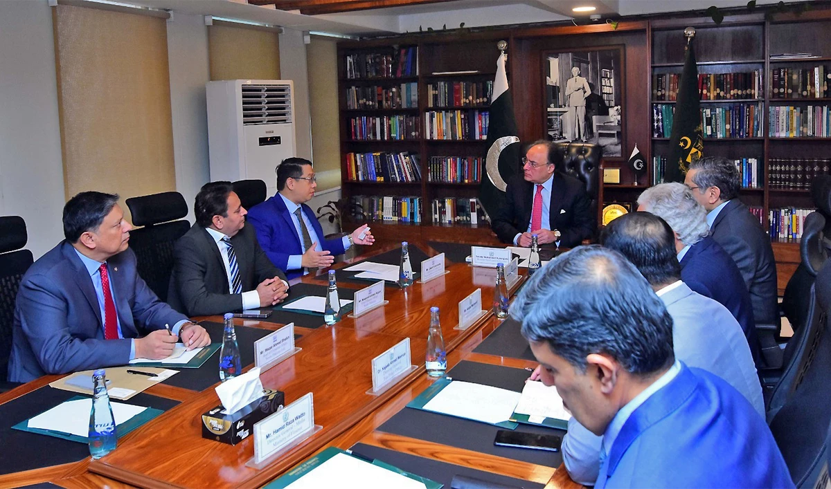 Pakistan Finance Minister Muhammad Aurangzeb (center) meets Nestlé delegation in Islamabad, Pakistan, on December 8, 2025. (Finance Minister)