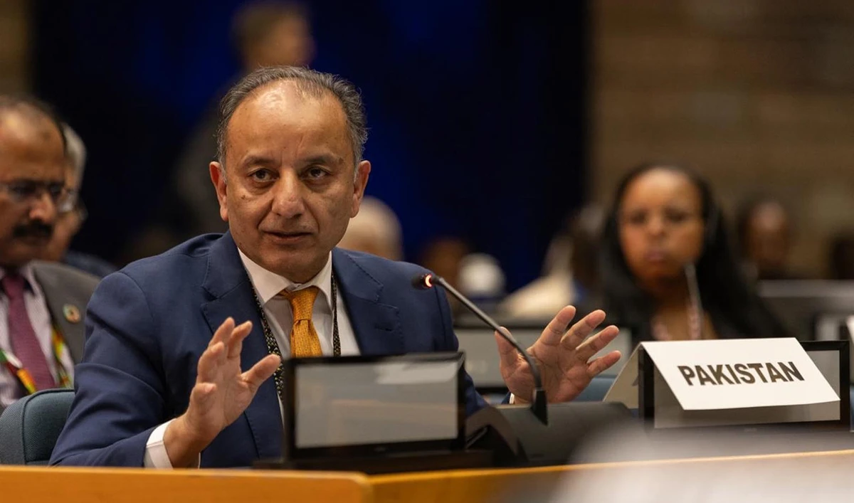 Pakistan’s Minister for Climate Change Dr. Musadik Malik, addresses a high-level conference, “The Bottom Line: Why Tackling Environmental Degradation Is Critical to the Future of the Global Financial System,” on the sidelines of the United Nations Environment Assembly (UNEA) in Nairobi, Kenya, on December 13, 2025. (PID)