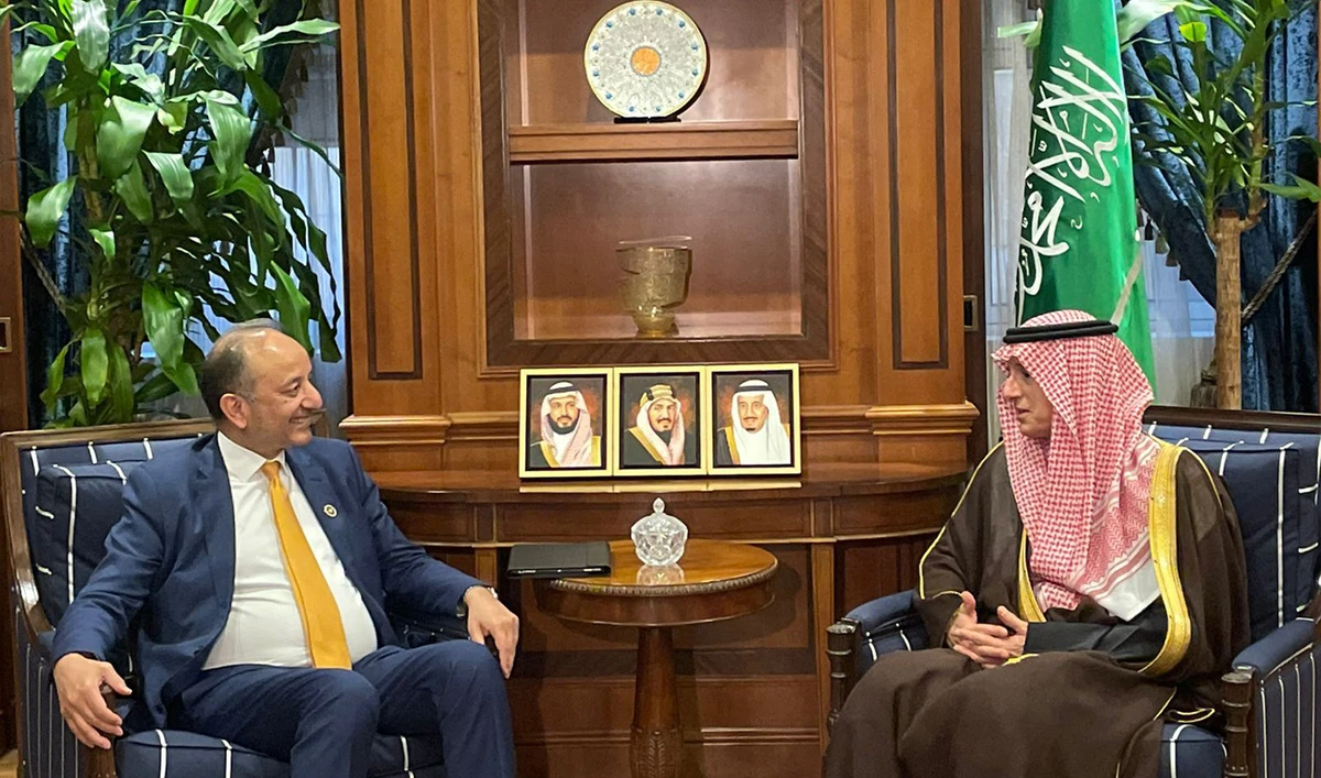 Saudi Minister of State for Foreign Affairs Adel Al-Jubeir meeting with Pakistan’s Federal Minister for Climate Change and Environmental Coordination Musadik Masood Malik in Riyadh, on December 17, 2025. (@KSAmofaEN)