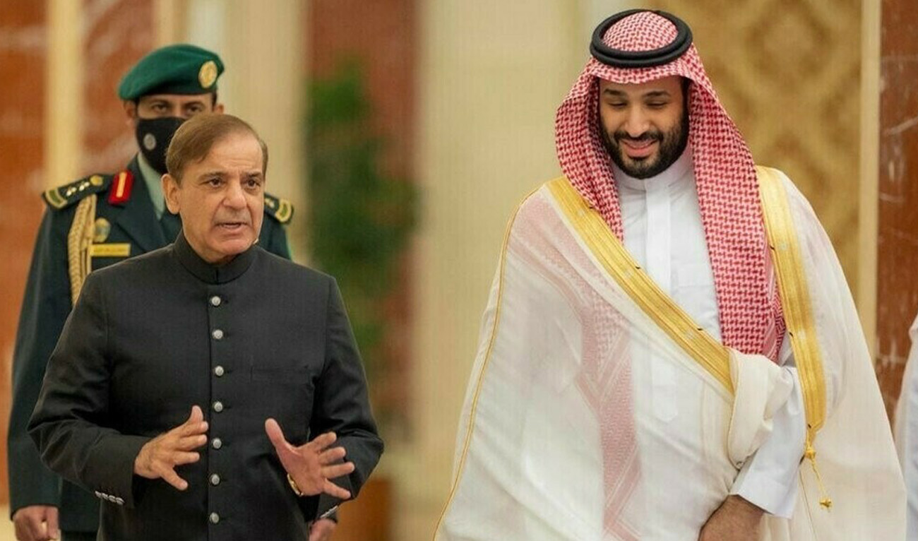 Picture released by Pakistan's PM office on December 31, 2025 shows PM Shehbaz Sharif (left) in conversation with Crown Prince of Saudi Arabia Mohammad bin Salman. (PM Office)