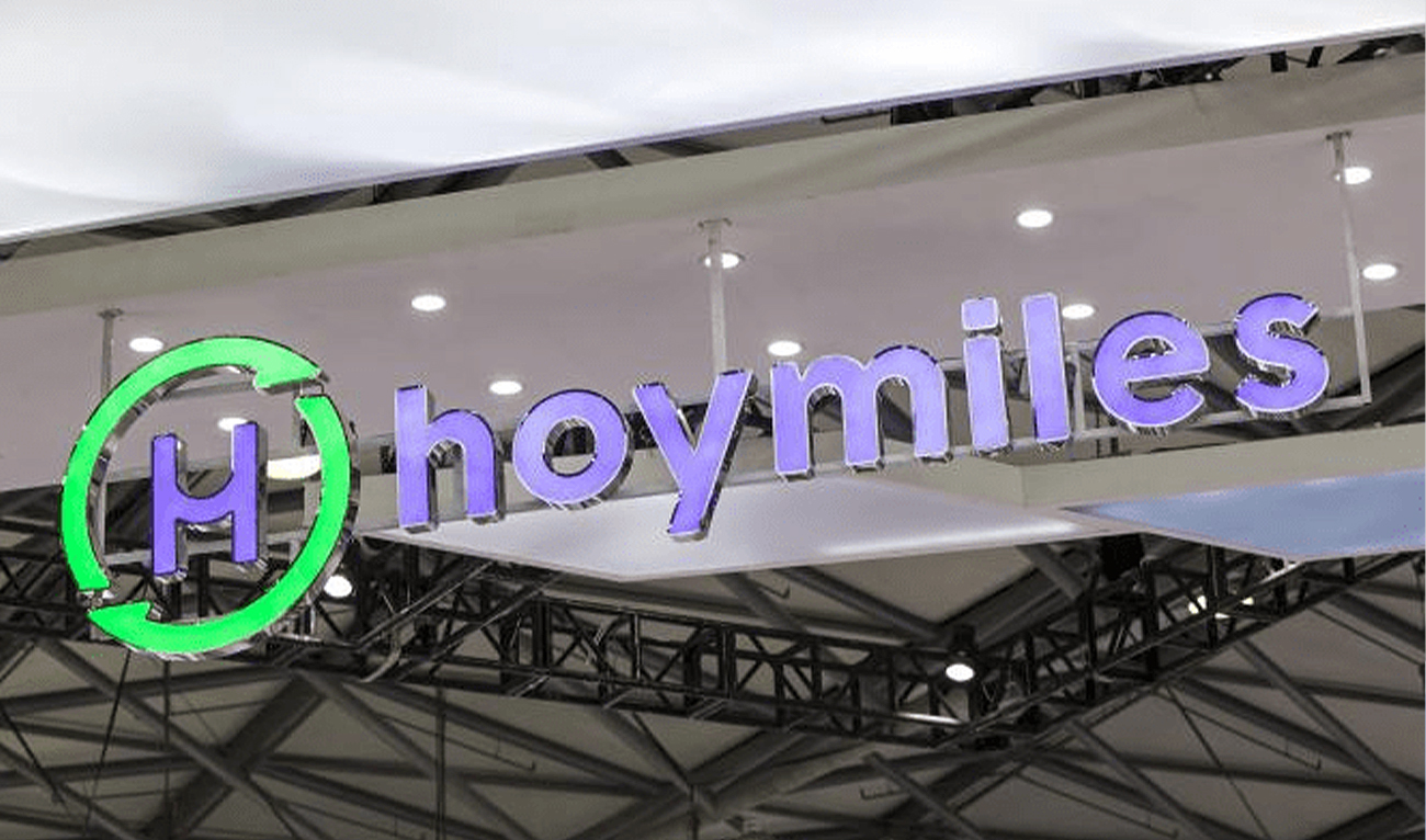An undated file photo of a logo of Hoymiles. (solarbeglobal/ website)