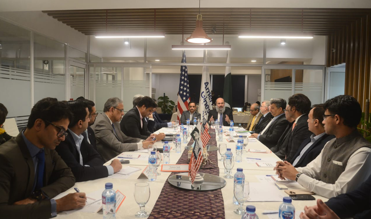 Commerce Minister Jam Kamal Khan meeting with with the American Business Council (ABC) in Karachi on January 8, 2025. (Commerce ministry)