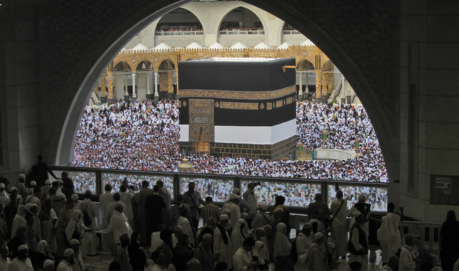 Muslim pilgrims circumambulate around the Kaaba, the cubic building at the Grand Mosque, during the annual hajj pilgrimage in Makkah, Saudi Arabia, on June 26, 2023, before heading to Mina in preparation for the Hajj, the fifth pillar of Islam and one of the largest religious gatherings in the world. (AP/File)
