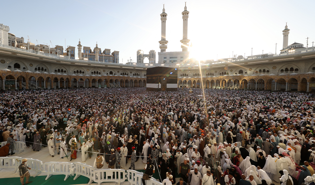 Muslims visit the Grand Mosque in the Saudi holy city of Makkah on June 8, 2025, at the end of the annual Hajj pilgrimage. (AFP/File)
