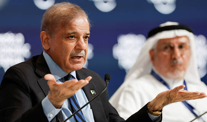Pakistan's Prime Minister Shehbaz Sharif speaks at the World Economic Forum (WEF) in Riyadh, Saudi Arabia, April 28, 2024. (Reuters/ file)