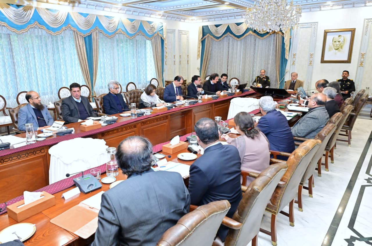 Pakistan Prime Minister Shehbaz Sharif chairs a meeting on Gemstones and Minerals at the Prime Minister House in Islamabad on January 25, 2026. (PMO)