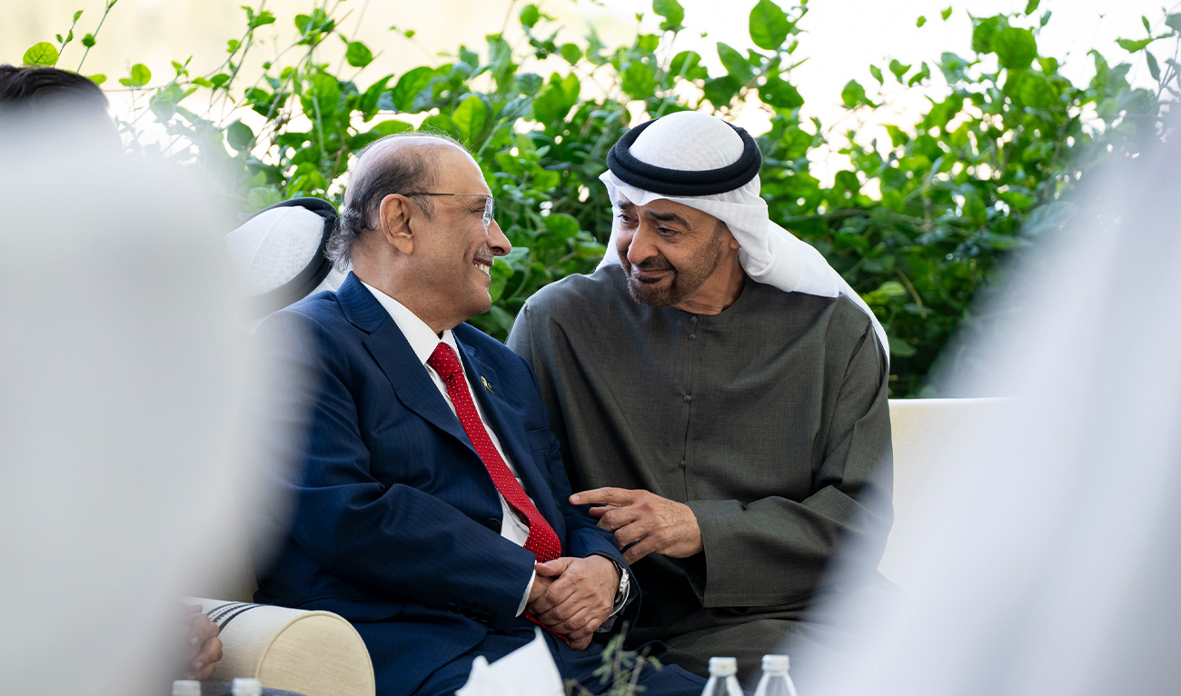 President Asif Ali Zardari met his UAE counterpart Sheikh Mohammed bin Zayed Al-Nahyan in Abu Dhabi on January 28, 2026. (PMO)
