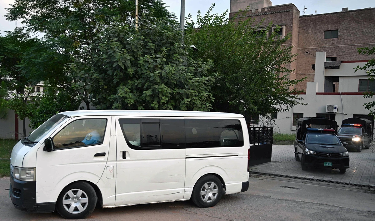 A van carrying arrested Members of Parliament (MPs) leave an anti-terrorism court in Islamabad on September 10, 2024. (AFP/File)