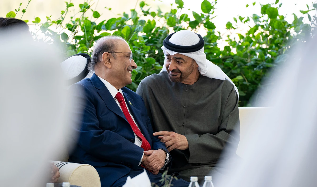 President Asif Ali Zardari met his UAE counterpart Sheikh Mohammed bin Zayed Al-Nahyan in Abu Dhabi on January 28, 2026. (PMO)