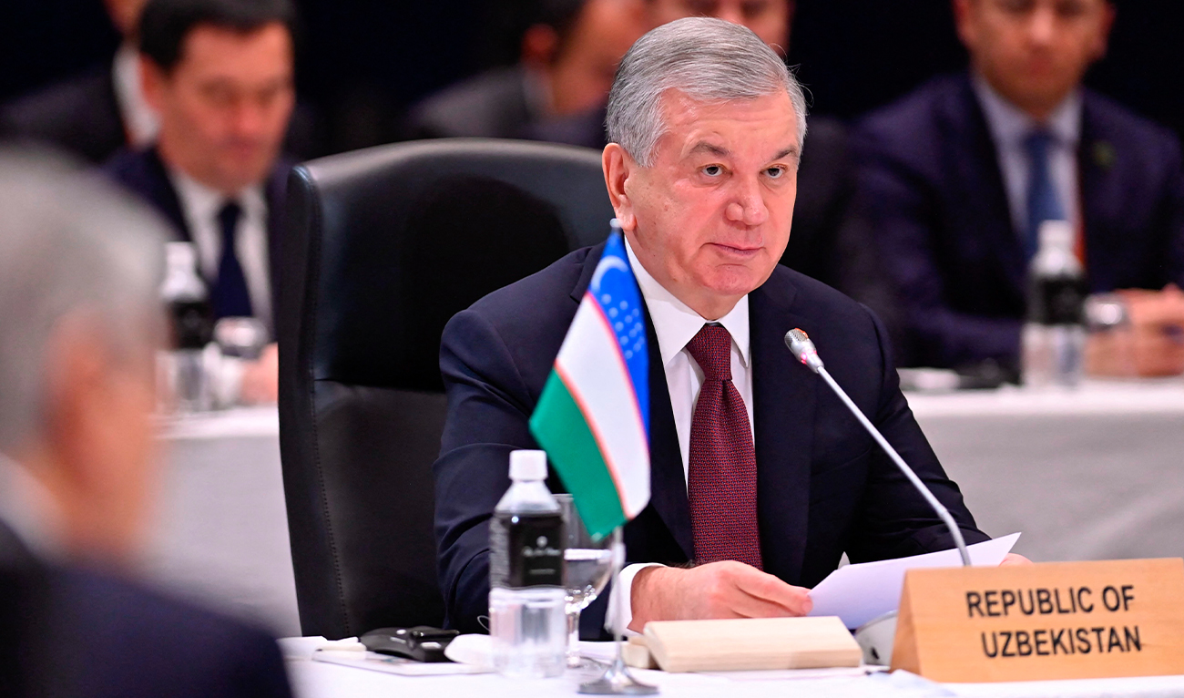 Uzbekistan's President Shavkat Mirziyoyev delivers remarks at the leaders-level "Central Asia plus Japan" Dialogue (CA+JAD) Summit in Tokyo on December 20, 2025. (AFP/ file)