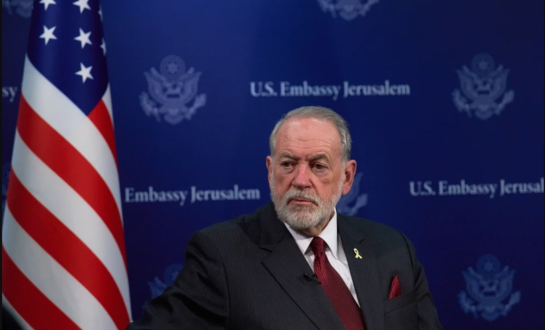 US ambassador to Israel Mike Huckabee is seen during an interview in Jerusalem on August 20, 2025. (AP/File)