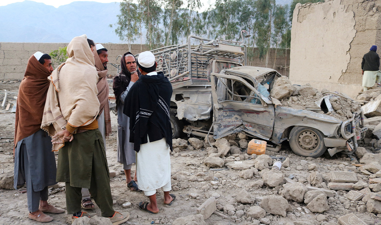 Residents gather at the site, following the Pakistani airstrikes, in Bihsud district, Nangarhar province, Afghanistan, February 22, 2026. (REUTERS)